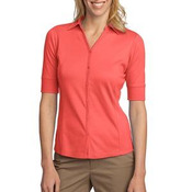 &reg; Ladies Silk Touch™ Interlock Button Front Polo