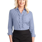 Ladies Crosshatch Ruffle Easy Care Shirt