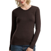 Ladies Modern Stretch Cotton Long Sleeve Scoop Neck Shirt